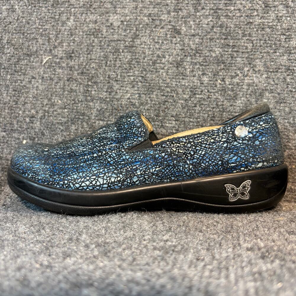 Alegria Keli Professional Blue Crackle Leather Comfort Slip On Shoes Size 10 40